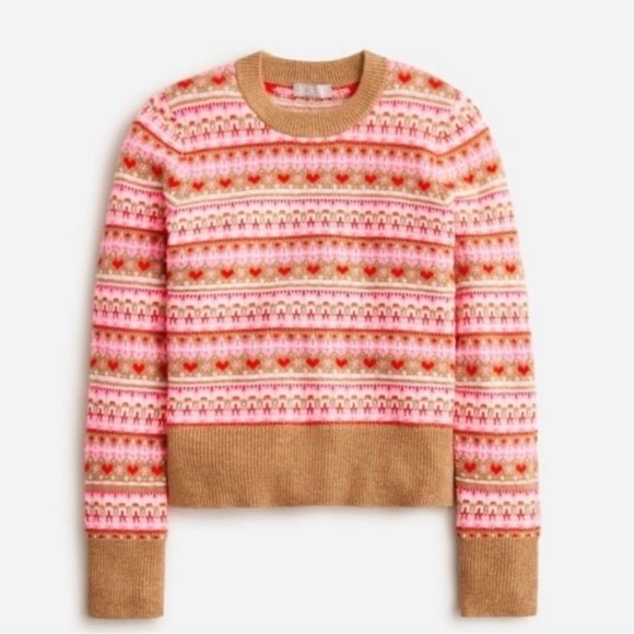 J. Crew Shrunken Fair Isle Crewneck Sweater - Picture 1 of 10